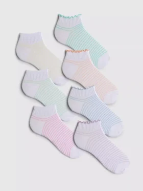 Pack de 7 calcetines de tobillo con rayas multicolores