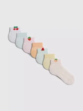 Pack de 7 pares de calcetines cortos con estampado de frutas