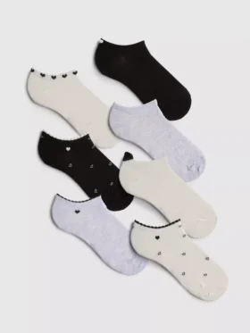 Pack de 7 pares de calcetines de zapatillas con corazones