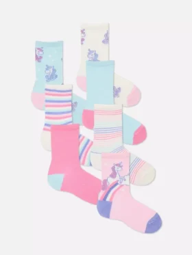 Pack de 7 pares de calcetines tobilleros con unicornios