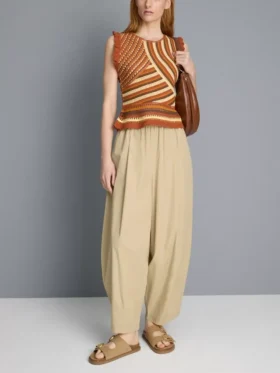 Pantalones acampanados plisados con tacto de papel