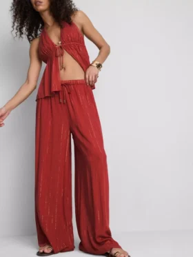 Pantalones anchos brillantes de Paula Echevarría