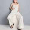 Pantalones anchos de algodón bordados