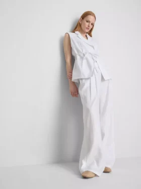 Pantalones anchos de lino plisados «The Edit»