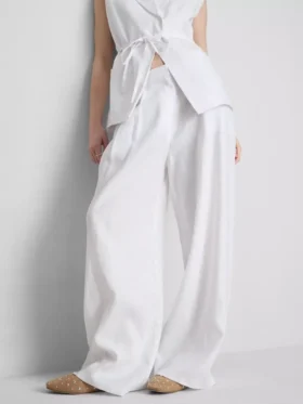 Pantalones anchos de lino plisados «The Edit»