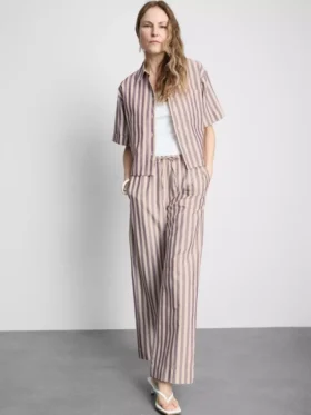 Pantalones con cordón y rayas Oxford