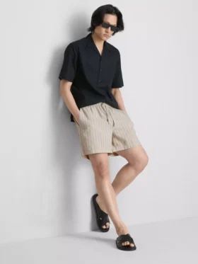 Pantalones Cortos a rayas de mezcla de lino