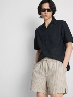 Pantalones Cortos a rayas de mezcla de lino