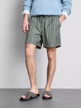 Pantalones Cortos a rayas de mezcla de lino