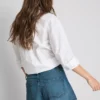 Pantalones Cortos acampanados plisados de denim con alto contenido en algodón
