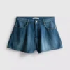 Pantalones Cortos acampanados plisados de denim con alto contenido en algodón