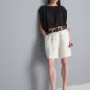 Pantalones Cortos con cinturón y textura