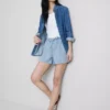 Pantalones cortos de chándal de denim de algodón