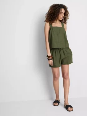 Pantalones cortos de mezcla de algodón con cintura elástica
