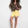 Pantalones cortos de mezcla de algodón con cintura elástica