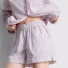Pantalones cortos de pijama a rayas de algodón estilo «servicio de habitaciones»