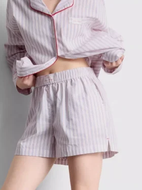 Pantalones cortos de pijama a rayas de algodón estilo «servicio de habitaciones»