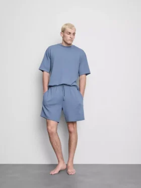 Pantalones cortos de pijama con cordón y textura