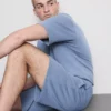 Pantalones cortos de pijama con cordón y textura