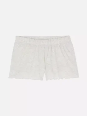 Pantalones cortos de pijama de jersey con ribete ondulado
