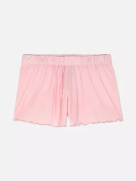 Pantalones cortos de pijama de jersey con ribete ondulado
