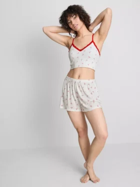 Pantalones cortos de pijama estampados con canalé