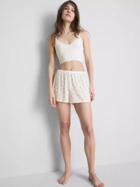 Pantalones cortos de pijama estampados con canalé