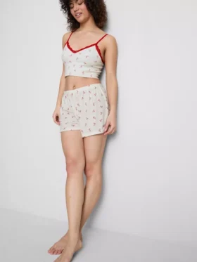 Pantalones cortos de pijama estampados con canalé