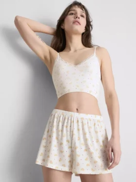 Pantalones cortos de pijama estampados con canalé