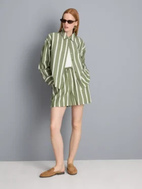 Pantalones Cortos de popelín de algodón a rayas