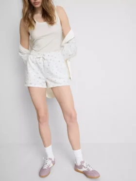 Pantalones cortos holgados con estampado floral, con alto contenido en algodón