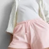 Pantalones cortos holgados de algodón con cordón