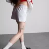 Pantalones cortos holgados de algodón con cordón