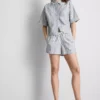 Pantalones Cortos Oxford de cintura alta a rayas