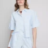 Pantalones Cortos Oxford de cintura alta a rayas