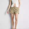 Pantalones Cortos Oxford de cintura alta a rayas