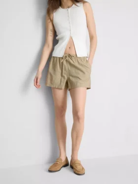 Pantalones Cortos Oxford de cintura alta a rayas