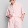 Pantalones Cortos Oxford de cintura alta a rayas