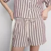 Pantalones Cortos Oxford de cintura alta a rayas
