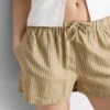 Pantalones Cortos Oxford de cintura alta a rayas
