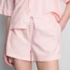 Pantalones Cortos Oxford de cintura alta a rayas