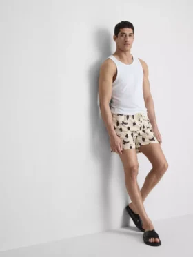 Pantalones Cortos tipo bermuda con estampado de tucán y cintura con cordón