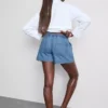 Pantalones cortos utilitarios de denim de algodón