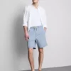 Pantalones Cortos vaqueros con cordón y textura