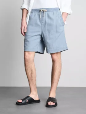 Pantalones Cortos vaqueros con cordón y textura