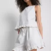Pantalones Cortos vaqueros con volantes en el bajo