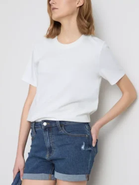 Pantalones Cortos vaqueros de talle medio con vuelta