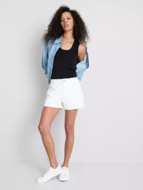 Pantalones Cortos vaqueros de talle medio con vuelta