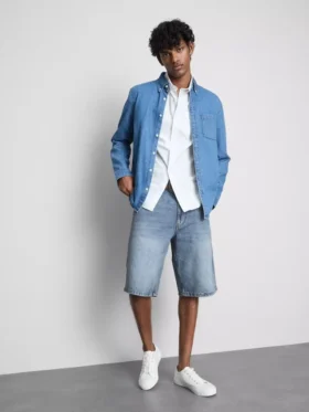 Pantalones cortos vaqueros holgados de talle medio