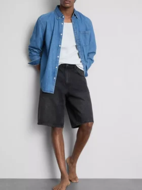 Pantalones cortos vaqueros holgados de talle medio